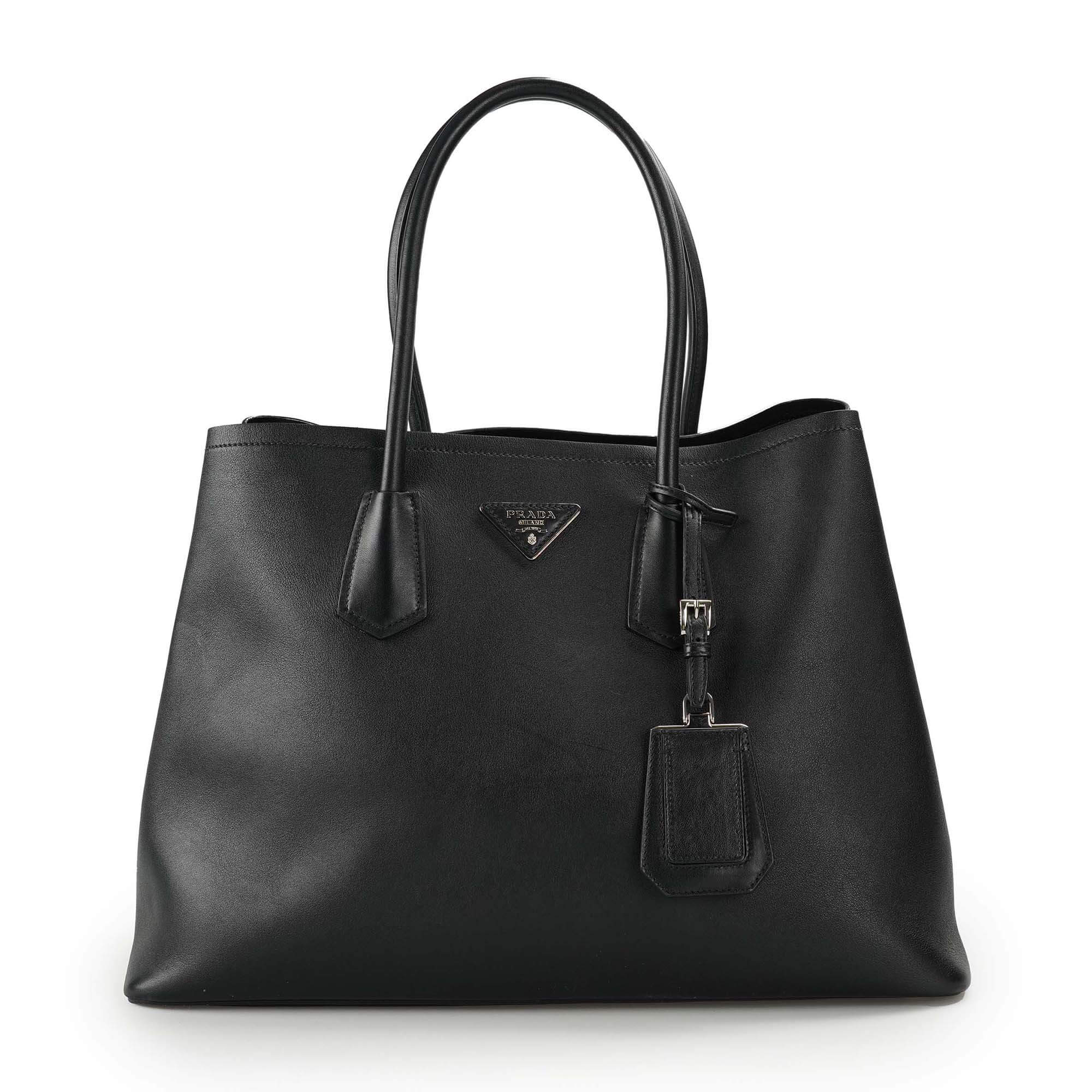 Prada - Black Smooth Leather Double Cuir Bag 